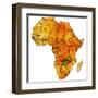 Zambia on Actual Map of Africa-michal812-Framed Art Print