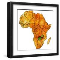 Zambia on Actual Map of Africa-michal812-Framed Art Print