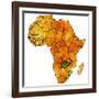 Zambia on Actual Map of Africa-michal812-Framed Art Print