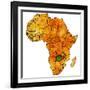 Zambia on Actual Map of Africa-michal812-Framed Art Print