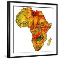 Zambia on Actual Map of Africa-michal812-Framed Art Print