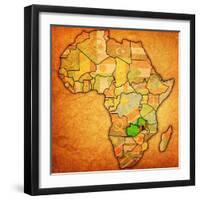 Zambia on Actual Map of Africa-michal812-Framed Art Print