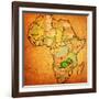 Zambia on Actual Map of Africa-michal812-Framed Art Print