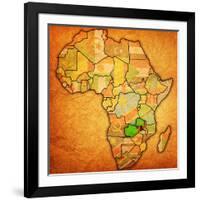 Zambia on Actual Map of Africa-michal812-Framed Art Print