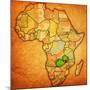 Zambia on Actual Map of Africa-michal812-Mounted Art Print