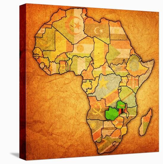 Zambia on Actual Map of Africa-michal812-Stretched Canvas