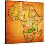 Zambia on Actual Map of Africa-michal812-Stretched Canvas