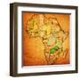 Zambia on Actual Map of Africa-michal812-Framed Art Print