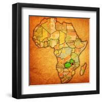 Zambia on Actual Map of Africa-michal812-Framed Art Print