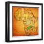 Zambia on Actual Map of Africa-michal812-Framed Art Print