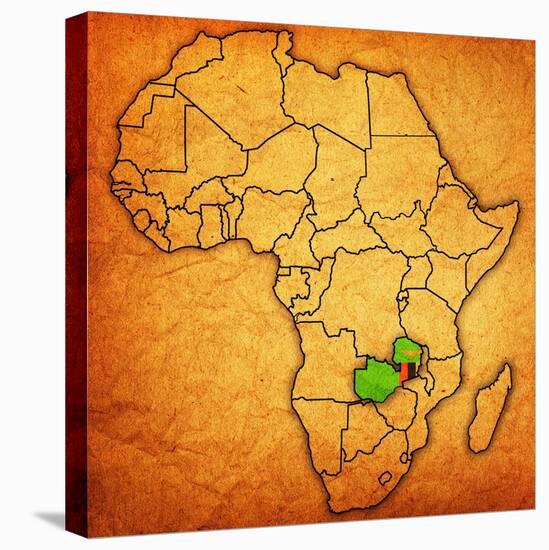 Zambia on Actual Map of Africa-michal812-Stretched Canvas