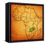 Zambia on Actual Map of Africa-michal812-Framed Stretched Canvas