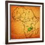 Zambia on Actual Map of Africa-michal812-Framed Art Print