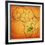 Zambia on Actual Map of Africa-michal812-Framed Art Print