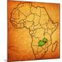 Zambia on Actual Map of Africa-michal812-Mounted Art Print