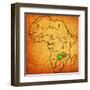 Zambia on Actual Map of Africa-michal812-Framed Art Print