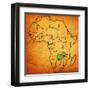 Zambia on Actual Map of Africa-michal812-Framed Art Print