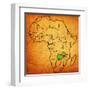 Zambia on Actual Map of Africa-michal812-Framed Art Print