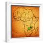 Zambia on Actual Map of Africa-michal812-Framed Art Print