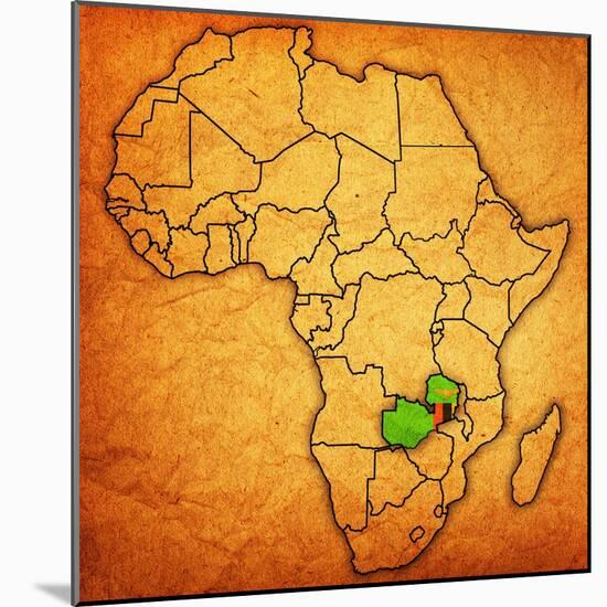 Zambia on Actual Map of Africa-michal812-Mounted Art Print