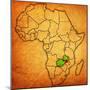 Zambia on Actual Map of Africa-michal812-Mounted Art Print