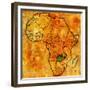 Zambia on Actual Map of Africa-michal812-Framed Premium Giclee Print