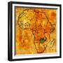 Zambia on Actual Map of Africa-michal812-Framed Premium Giclee Print