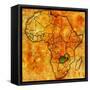 Zambia on Actual Map of Africa-michal812-Framed Stretched Canvas