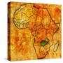 Zambia on Actual Map of Africa-michal812-Stretched Canvas