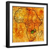 Zambia on Actual Map of Africa-michal812-Framed Art Print