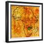 Zambia on Actual Map of Africa-michal812-Framed Art Print