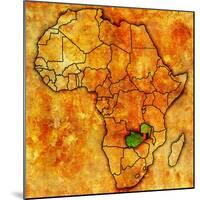 Zambia on Actual Map of Africa-michal812-Mounted Art Print