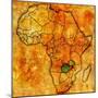 Zambia on Actual Map of Africa-michal812-Mounted Art Print