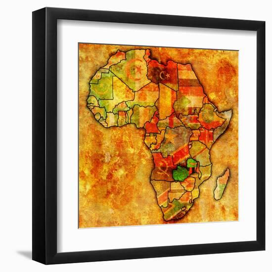 Zambia on Actual Map of Africa-michal812-Framed Art Print