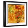 Zambia on Actual Map of Africa-michal812-Framed Art Print