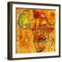 Zambia on Actual Map of Africa-michal812-Framed Art Print