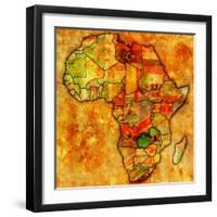 Zambia on Actual Map of Africa-michal812-Framed Art Print