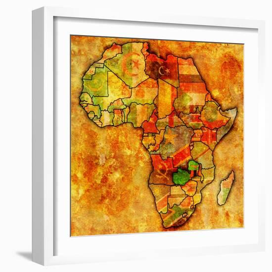 Zambia on Actual Map of Africa-michal812-Framed Art Print