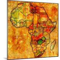 Zambia on Actual Map of Africa-michal812-Mounted Art Print