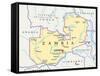 Zambia Political Map-Peter Hermes Furian-Framed Stretched Canvas