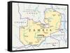 Zambia Political Map-Peter Hermes Furian-Framed Stretched Canvas