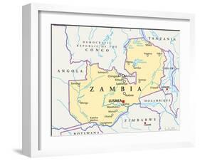 Zambia Political Map-Peter Hermes Furian-Framed Art Print