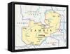 Zambia Political Map-Peter Hermes Furian-Framed Stretched Canvas