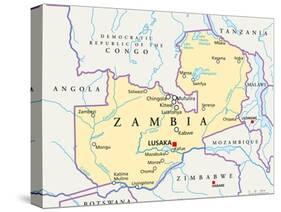 Zambia Political Map-Peter Hermes Furian-Stretched Canvas