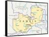 Zambia Political Map-Peter Hermes Furian-Framed Stretched Canvas