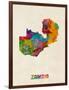 Zambia Watercolor Map-Michael Tompsett-Framed Art Print