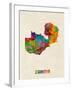 Zambia Watercolor Map-Michael Tompsett-Framed Art Print