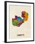 Zambia Watercolor Map-Michael Tompsett-Framed Art Print