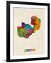 Zambia Watercolor Map-Michael Tompsett-Framed Art Print