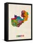 Zambia Watercolor Map-Michael Tompsett-Framed Stretched Canvas